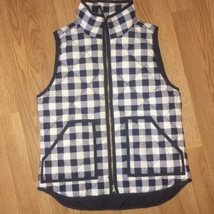 J.Crew navy and white gingham vest